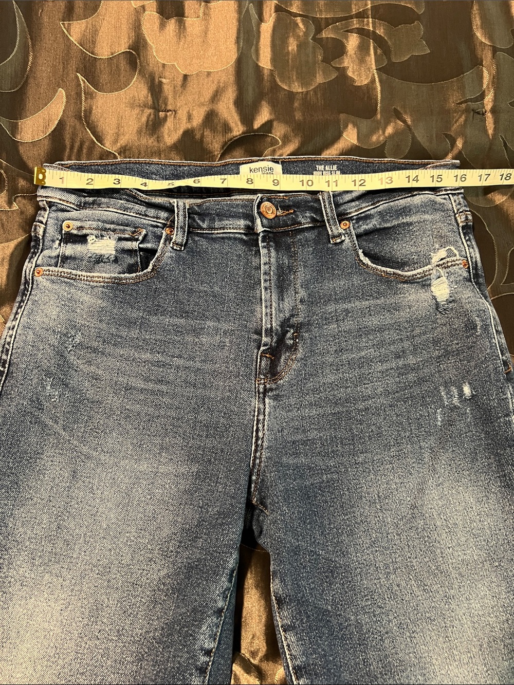 Kensie Allie High Rise Slim Straight Ankle Crop Med. Blue Distressed Jeans 12/31 - Picture 7 of 13